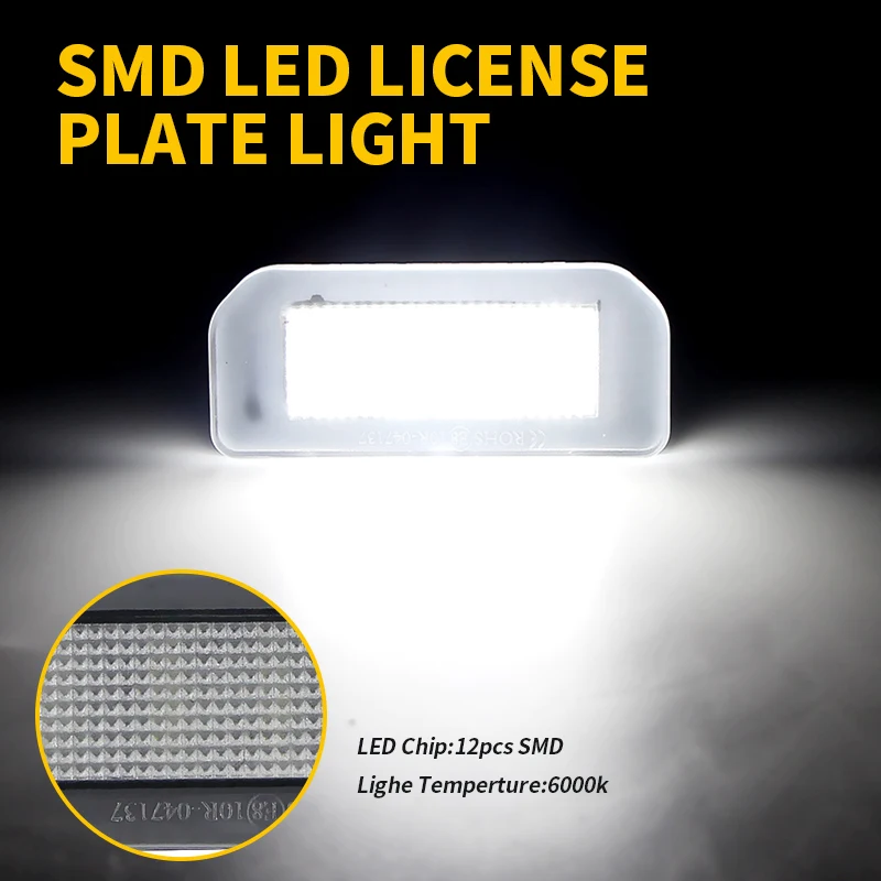 2PCS LED License Plate Lights Canbus For Tesla Model 3 2017-up Model Y 2020-up 12SMD White Number Plate Lamps Car Accessories