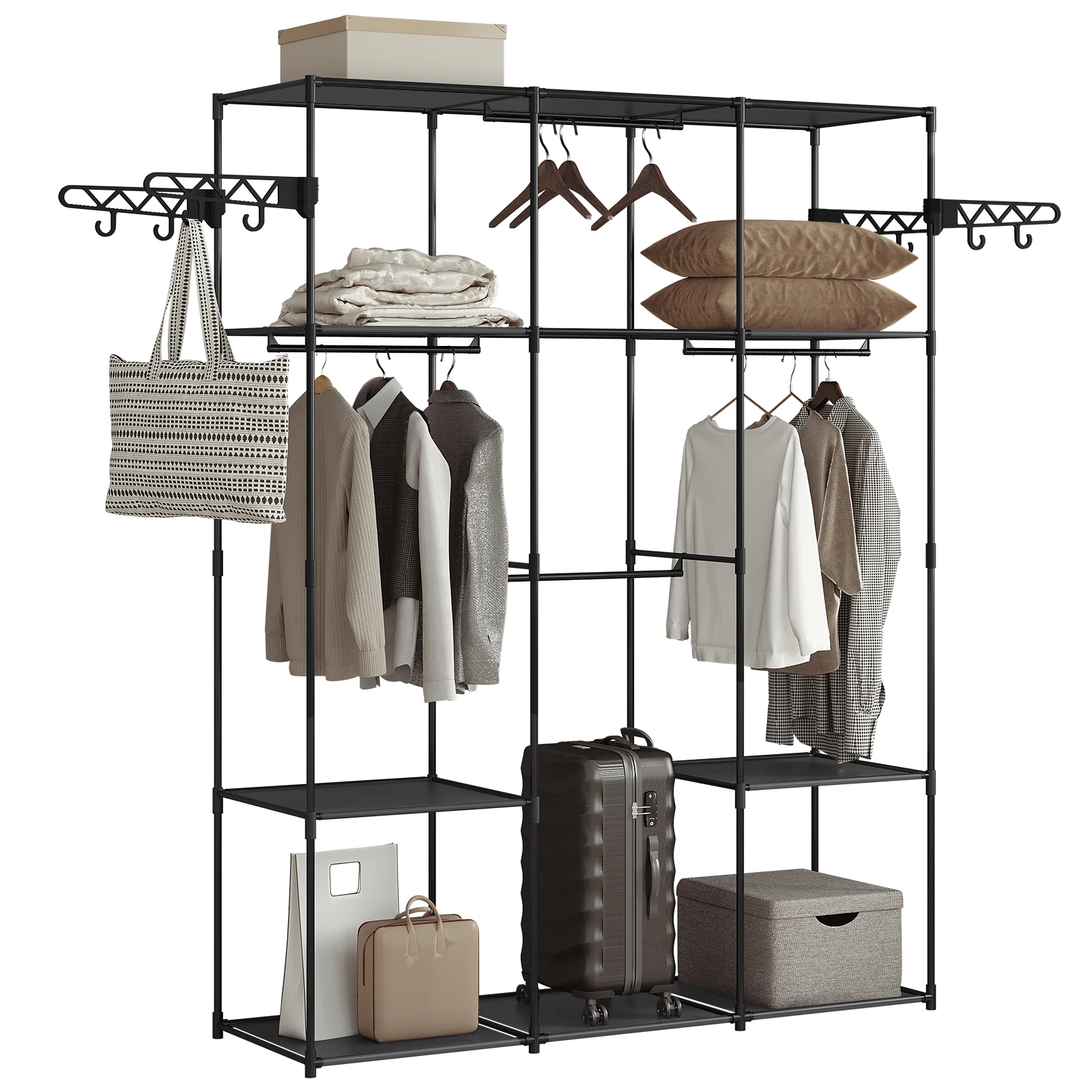 Sport Woltu Black Standing Wardrobe Clothes Rack Dressing Open Storage