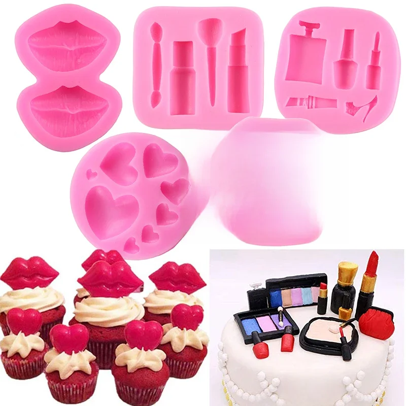 Make-up-Tools Pinsel Silikon Formen Herz Lippenstift Parfüm Schokolade Fondant Süßigkeiten Form Cupcake Topper DIY Kuchen Dekorieren Werkzeuge
