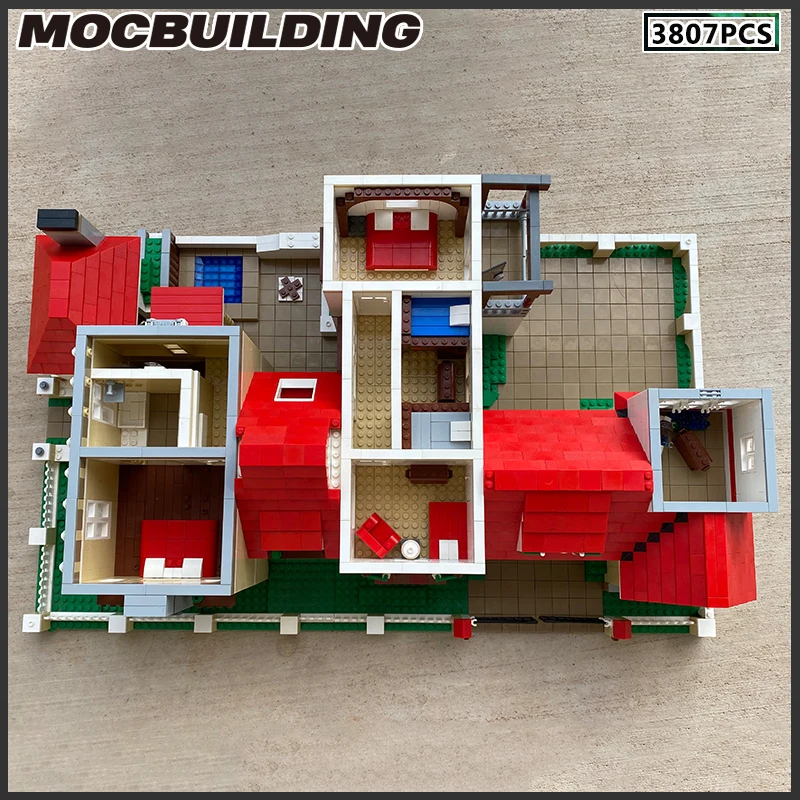 Moc Building Block House Model Villa Residence DIY Brick Landscape Series Collection Toys Birthday Gifts Playsets Xmas Present