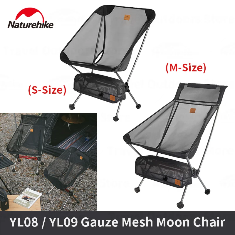 Naturehike Outdoor Folding Moon Chair Stool 891g Ultralight Aluminum Alloy Chair Tear Resistance Portable With Foot Cover Chair