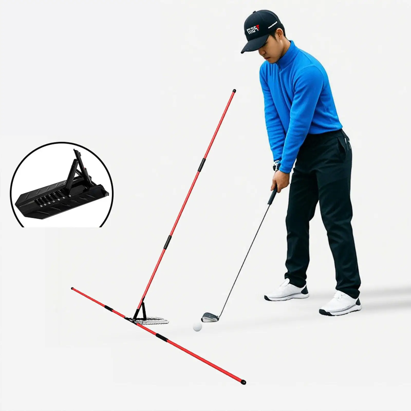 

Держатель для клюшки для выравнивания гольфа, подарок для начинающих, тренажер для качелей в гольфе, тренировочный стержень для использования в помещении и на открытом воздухе, аксессуары для поля для гольфа