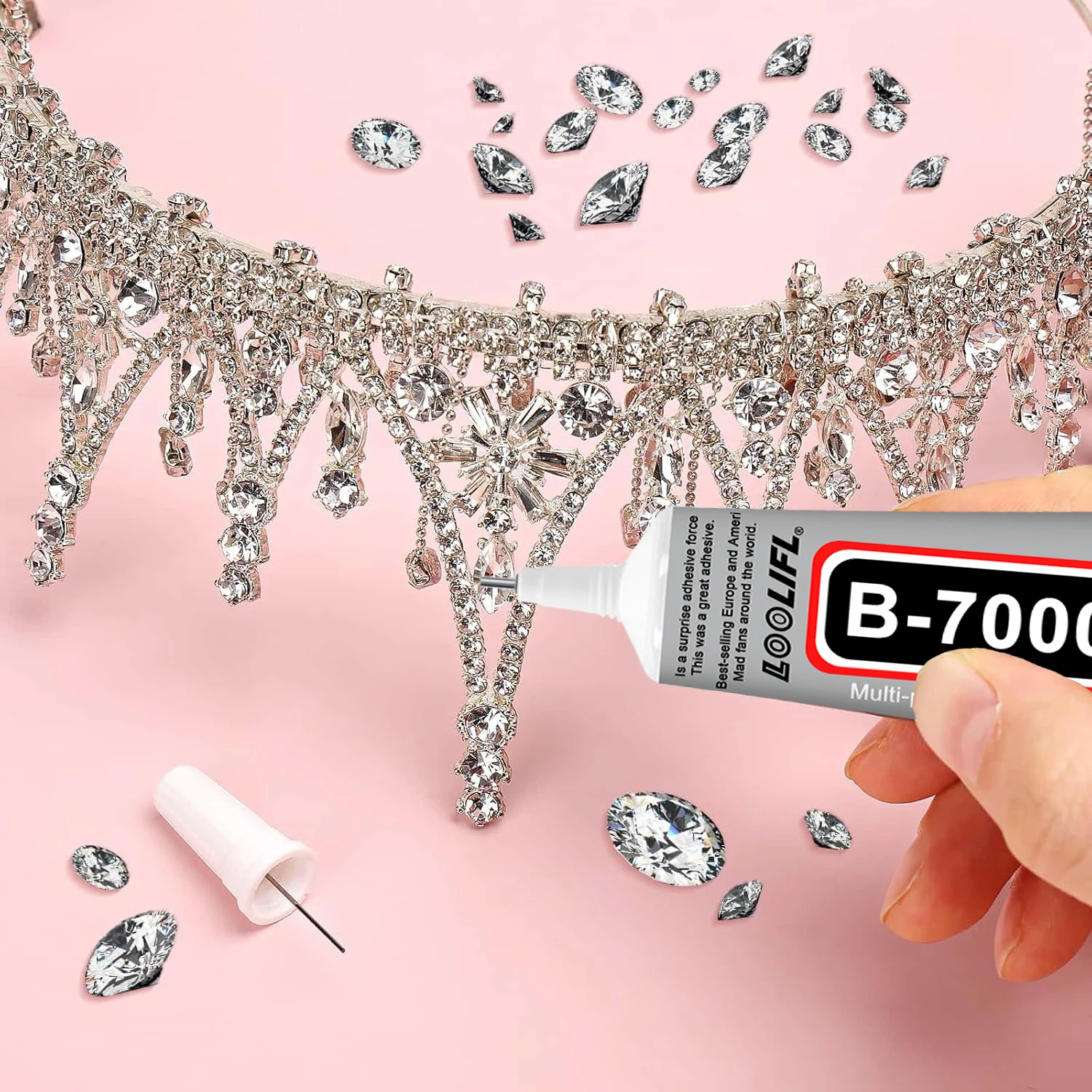 B-7000 super glue, transparent rhinestone crafts, DIY tools and B7000 high viscosity glue are safe, harmless and quick-drying. image 4