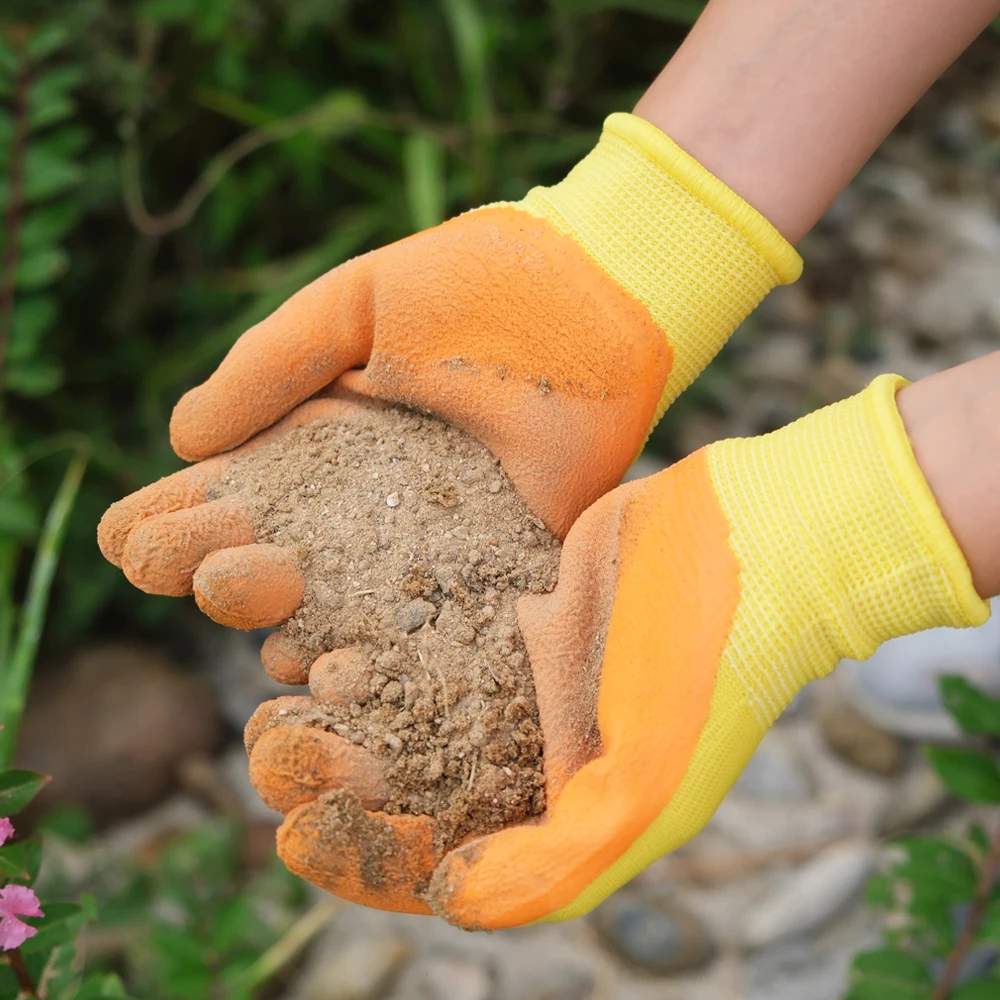 4 Paar Kinderhandschuhe aus Latex in verschiedenen Farben und niedlichen Mustern für Gartenaktivitäten im Freien – Detail 5