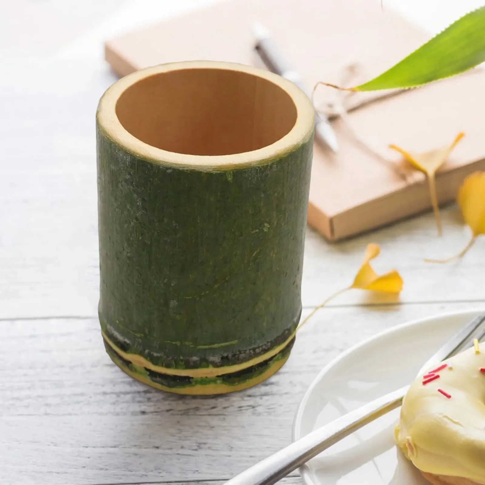 Tasse ronde en bambou réutilisable faite à la main, tasse à thé à bulles créative, chocolat, strass, tasse pour pique-nique, cadeau réchauffant 007