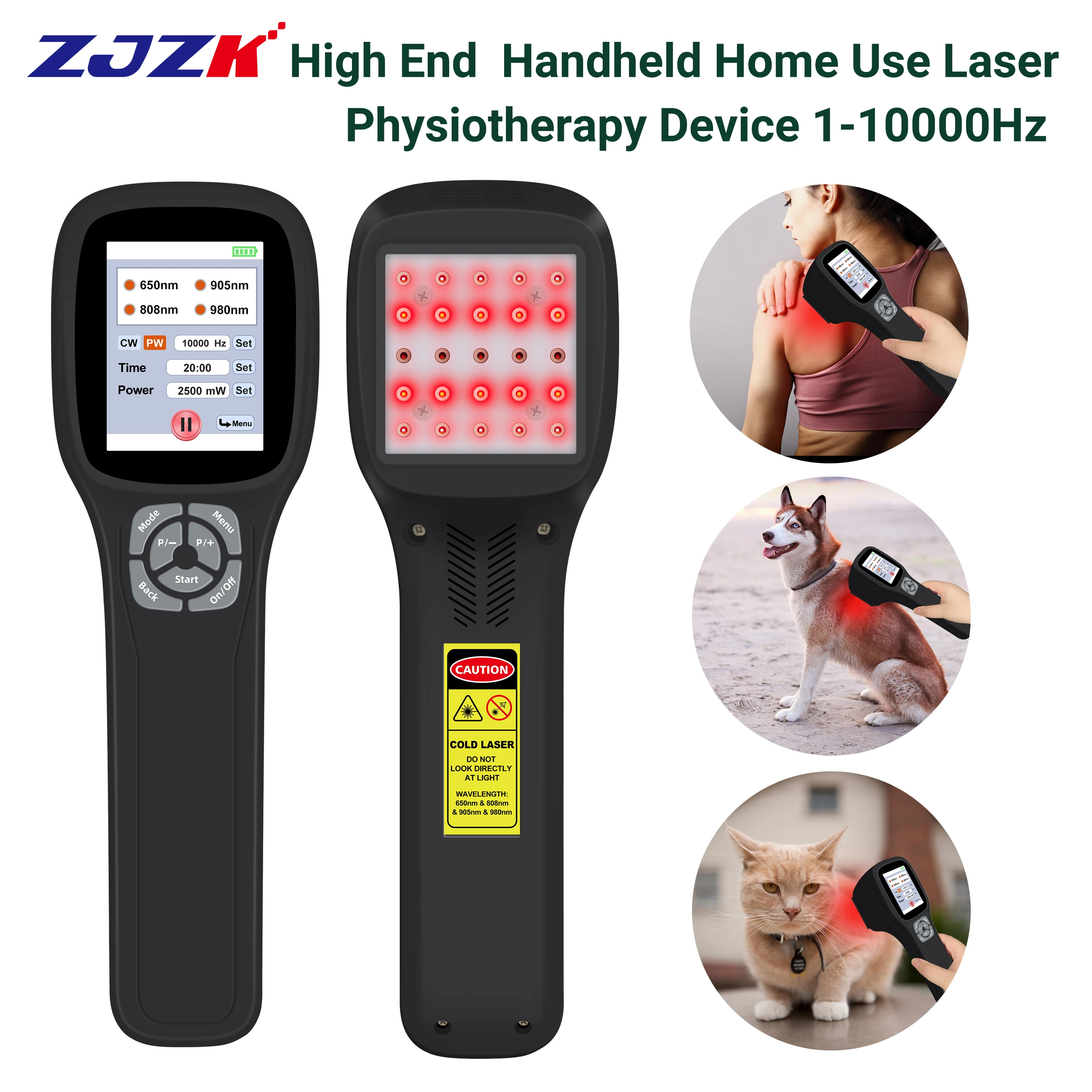

ZJZK 3rd Gen Handheld Light Therapy Tool - 25 Diodes 4 Wavelengths for Home Muscle Relaxation Full-Body Muscle Care