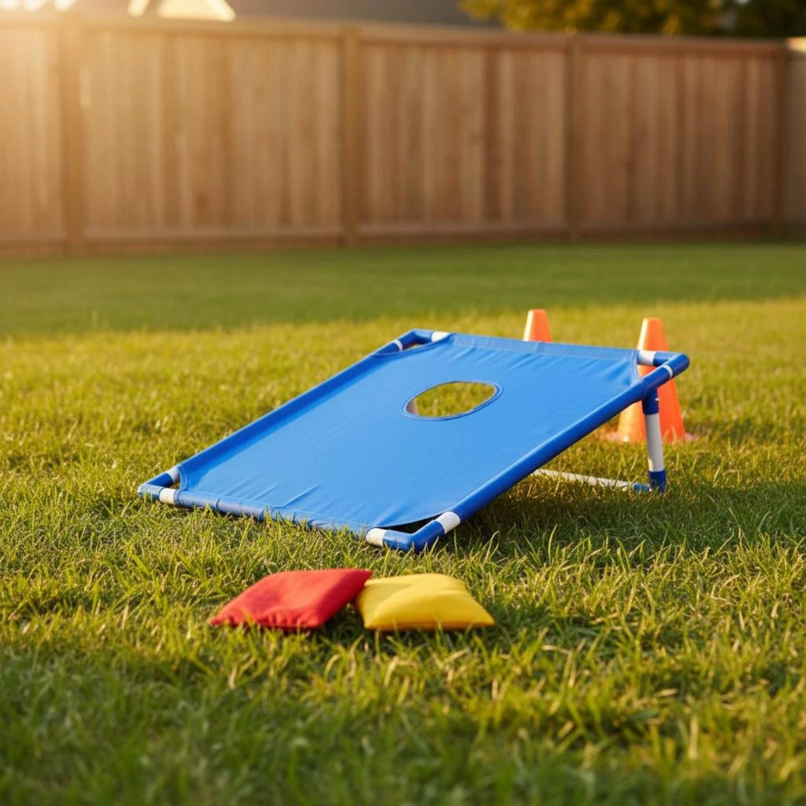 Portable Sandbag Toss Game Kit Foldable Bean Toss Game with Tubular Frame Quick Setup Cornhole Set for Outdoor Family Toy Fun