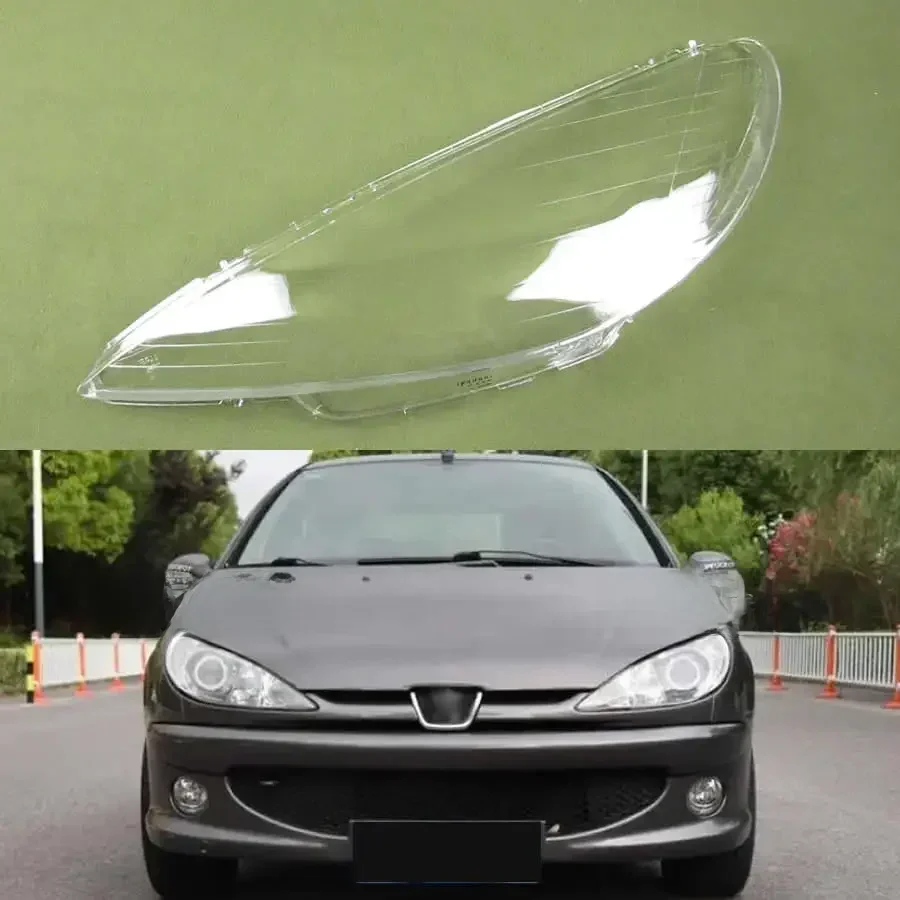 Dla Peugeot 206 2004 2005 2006 2007 2008 Osłona reflektora Przezroczysty klosz reflektora Klosz lampy Plexiglass — zdjęcie 2