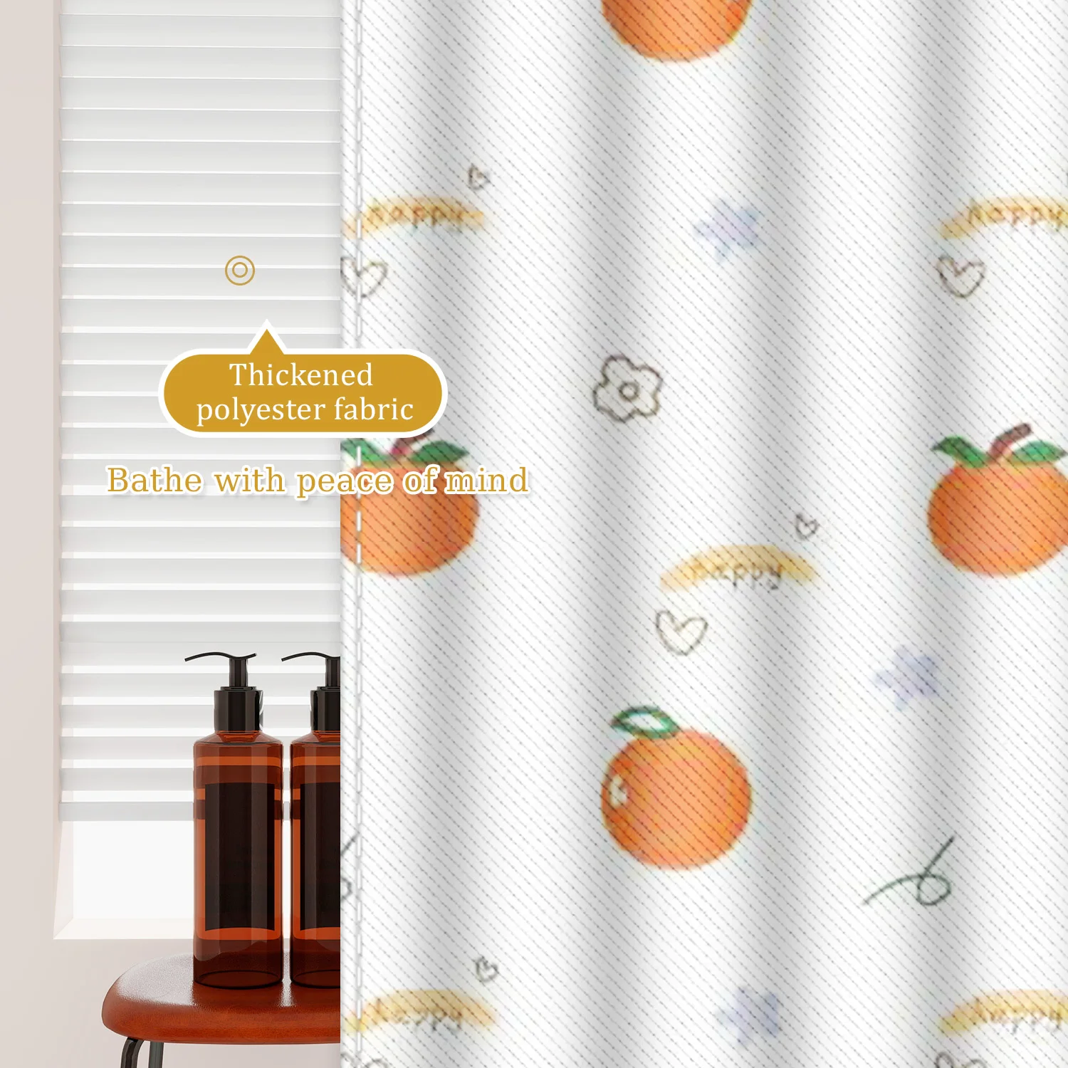 Cheerful Happy Orange Shower Curtain - Warm Color Fruit Polyester Fabric