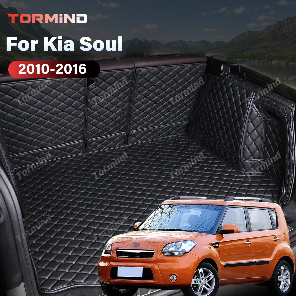 Tormind For Kia Soul 2010-2016 15 14 Car Trunk Mats Carpet Cargo Liner Car Backrest Pad Interior Accessorie Protector Waterproof