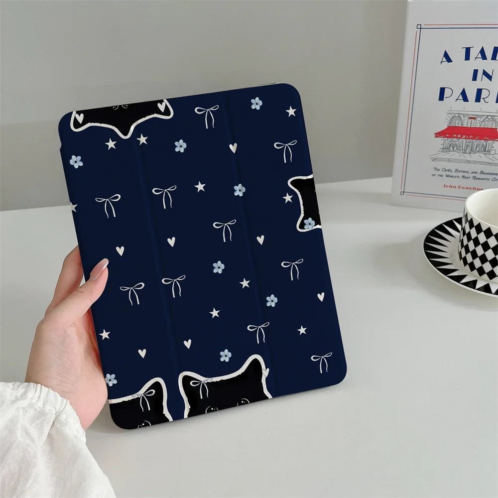 New creative and fashionable black cat bow star suitable for iPad A16 2024 11 inch 2025 Air 5/4 10.9 inch iPad 10 9.7 10.2/10.5