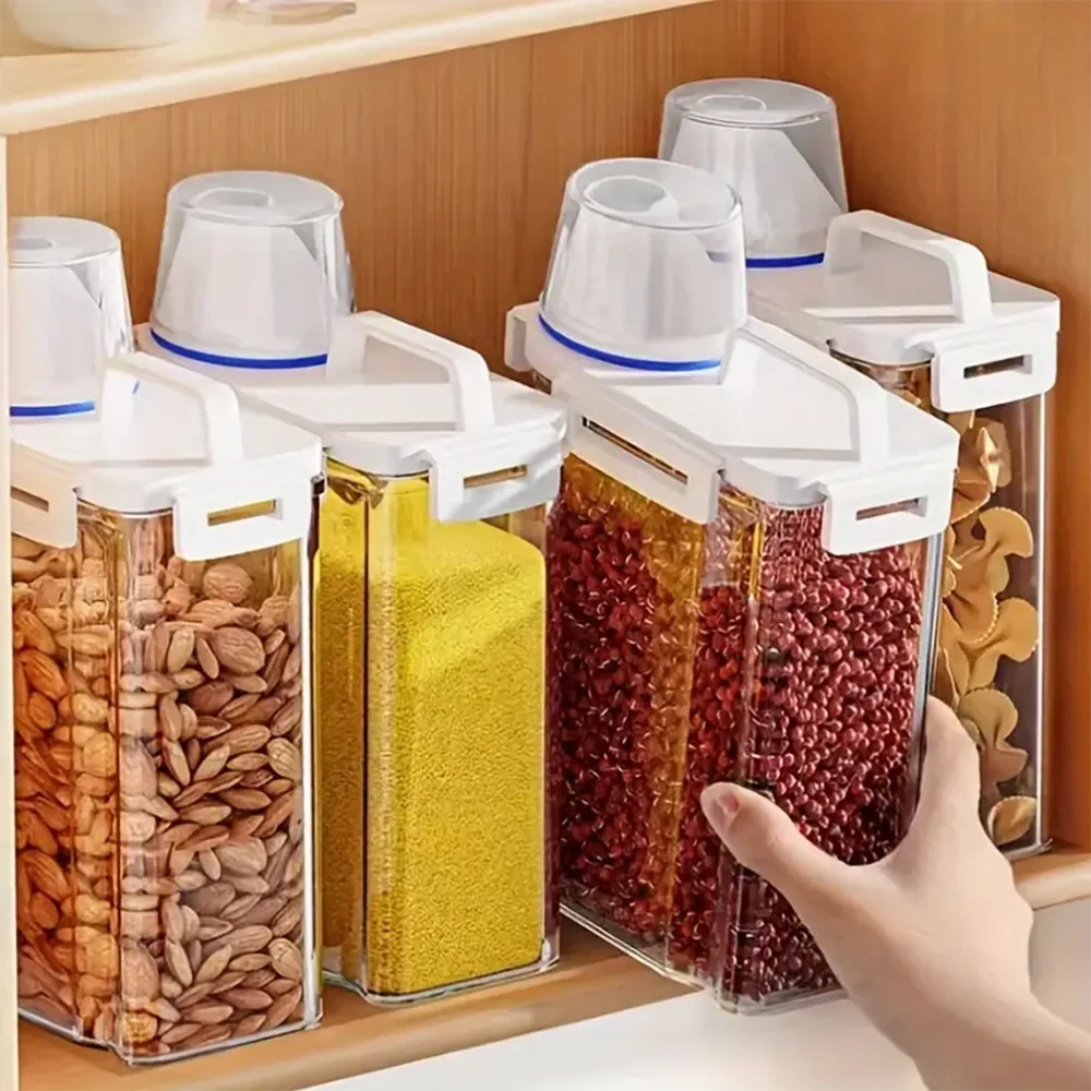 

Pantry Organizers and Storage Airtight Food Storage Containers Secure-Lock Design for Pantry Staples, Kitchen Organizers