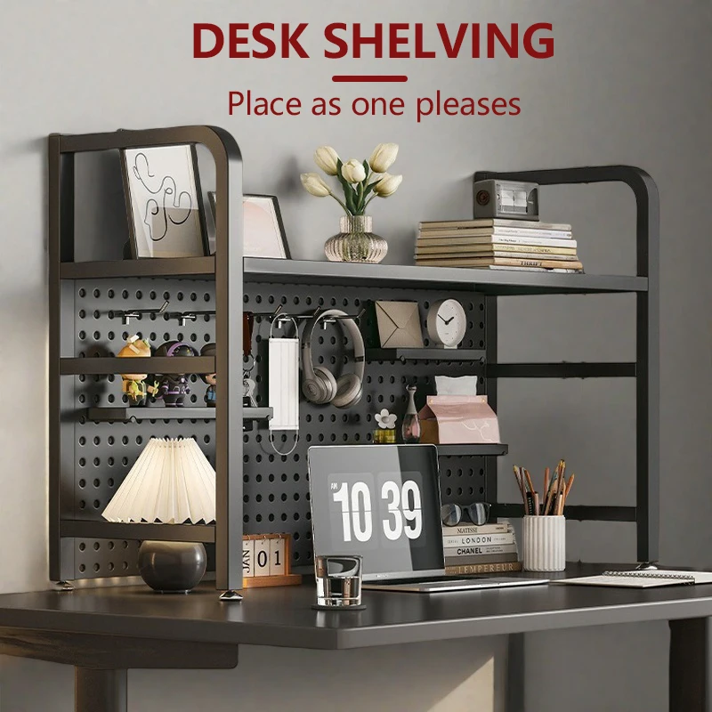 

Регулируемый двухуровневый Настольный ящик для хранения, универсальная деревянная книжная полка с сеткой для книг, компьютеров, подходит для косметики