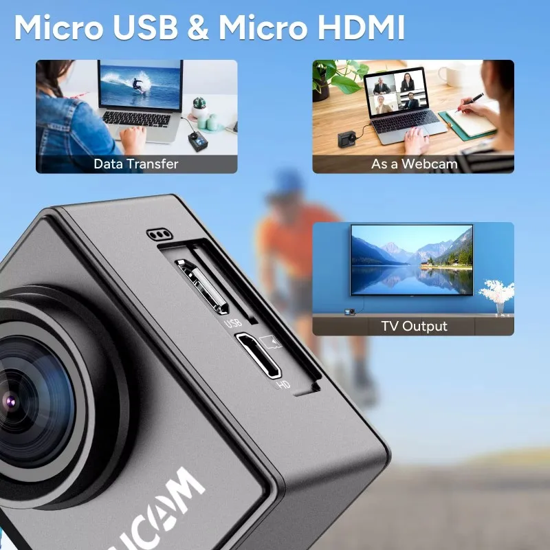 كاميرا SJCAM SJ4000 مزدوجة الشاشة بدقة 4K - واي فاي مقاومة للماء حتى 30 مترًا، 170 ° زاوية واسعة، شاشة سيلفي مقاس 2 بوصة لمدونات الفيديو والغوص والرياضة #5