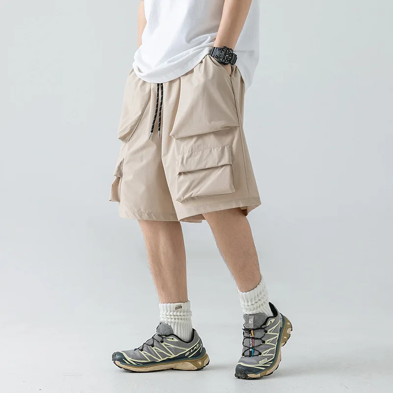 Trendy Men's Cargo Causal Shorts Multi Pocket Workwear New Textured Japanese Outdoor Thin Loose Spring and Summer Short Trousers