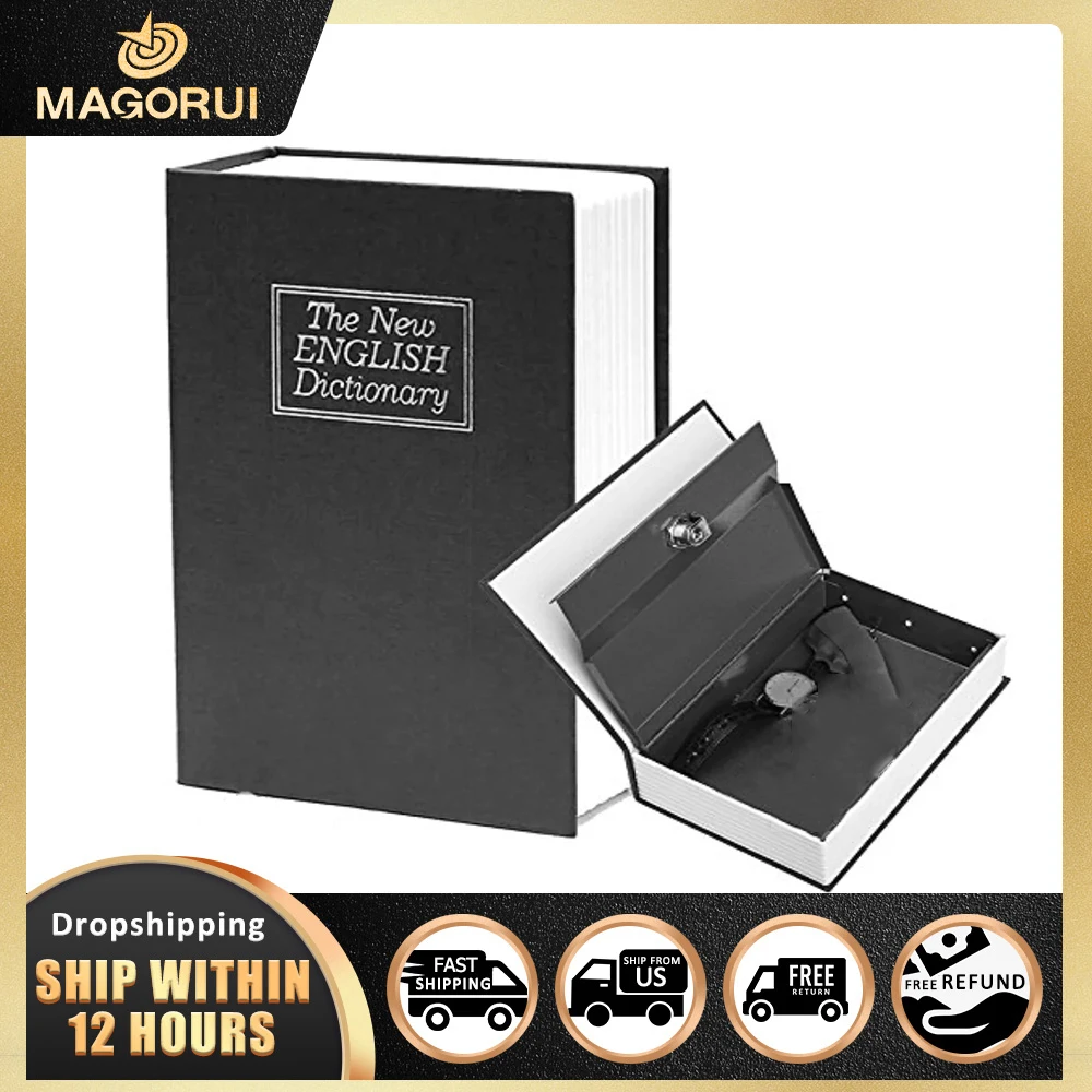 Magorui Watch Phone Storage Box Stealth Book Gun Safe Key Lock Money Hidden Saving Box Dictionary Book Safe Security Lock