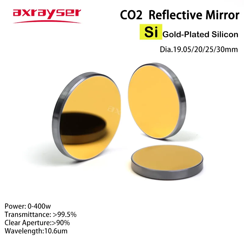 Imagem -02 - Lente Reflexiva de Silício Banhado a Ouro Laser Co2 Espelhos si para Gravador Lentes Espelhado 19.05 20 25 30 10.6um 400w