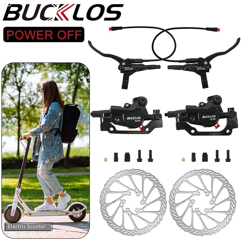 

BUCKLOS 2 Piston E-Bike Hydraulic Brakes Power Off Scooter Hydraulic Disc Brake Set Oil Pressure Folding Disc Brake Kit