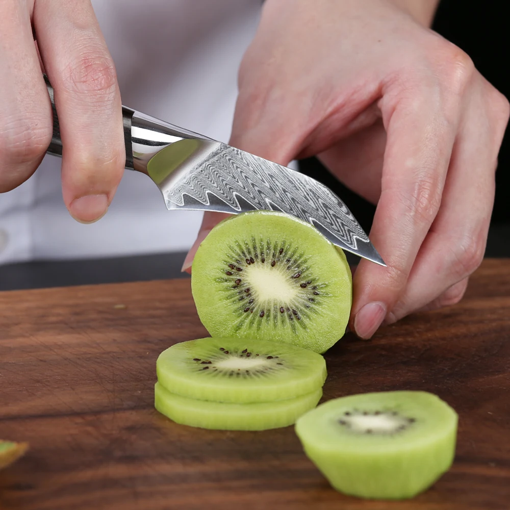 Imagem -03 - Steel Paring Knife Faca Chef Sharp Utility Peeling de Legumes Descascador de Frutas Utilitários Utilitários de Cozinha 3.5 F.young-damascus