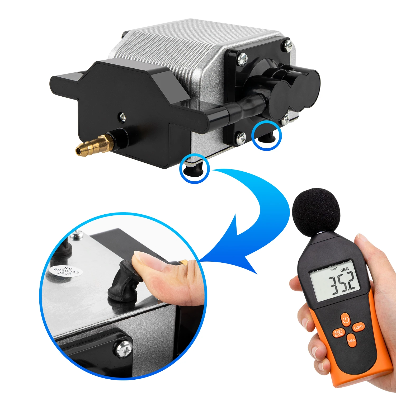 Imagem -04 - Foxalien-air Assist Bomba para Cortador a Laser Kit de Máquina Cnc Portátil para Toda a Gravação a Laser Velocidade Ajustável Baixo Ruído 30l por Min