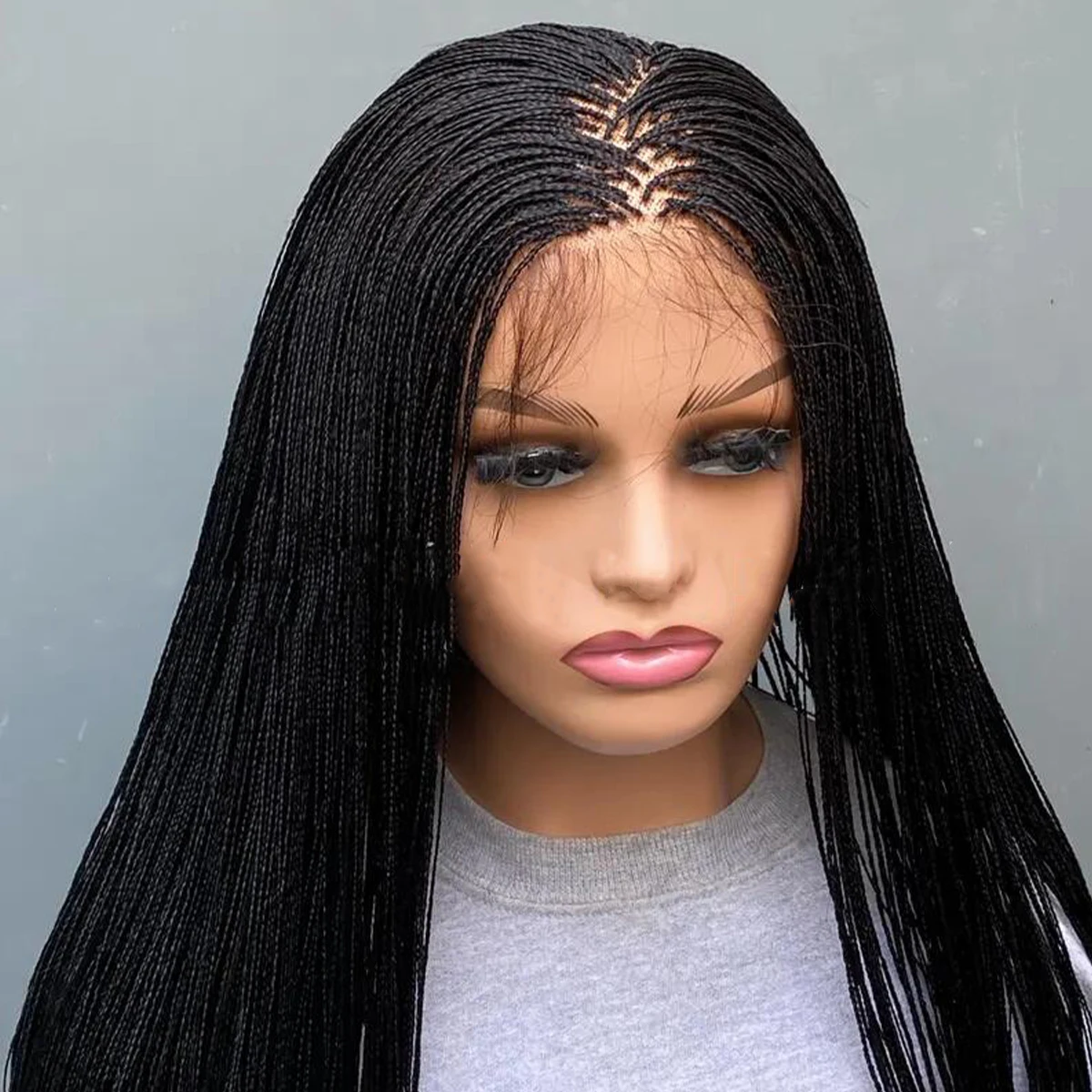 Glueless Micro Braid braided wig on 13*4 Frontal wig Customizable Tiny braid wig For black women Glueless braid wigs