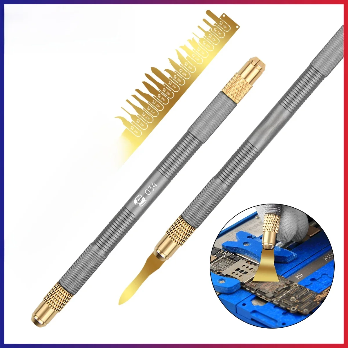 Mechanik 034 antypoślizgowy metalowy skalpel Kit Cutter grawerowanie Craft Carving noże 34 ostrza telefon PCB wzornik narzędzie do napraw ręcznych — zdjęcie 2