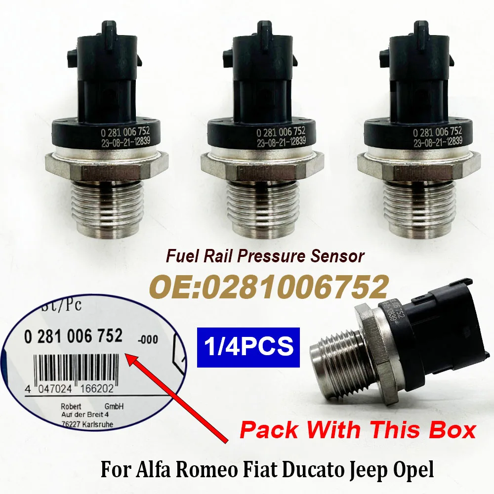 1/4PCS 0281006752 0281007017 55269777 55280822 Fuel Pressure Sensor For Alfa Romeo Fiatt Ducato J-eep Opel