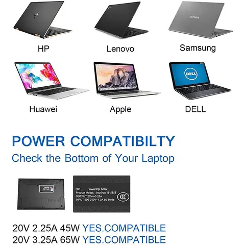 65W 45W USB C-laddare för Dell Chromebook 3380 3500 5300 5400 7200 7300 Latitude 5520 5320 7410 7310 P29T P30T Laptopadapter 12 best sales Dell Latitude 5400 - №8