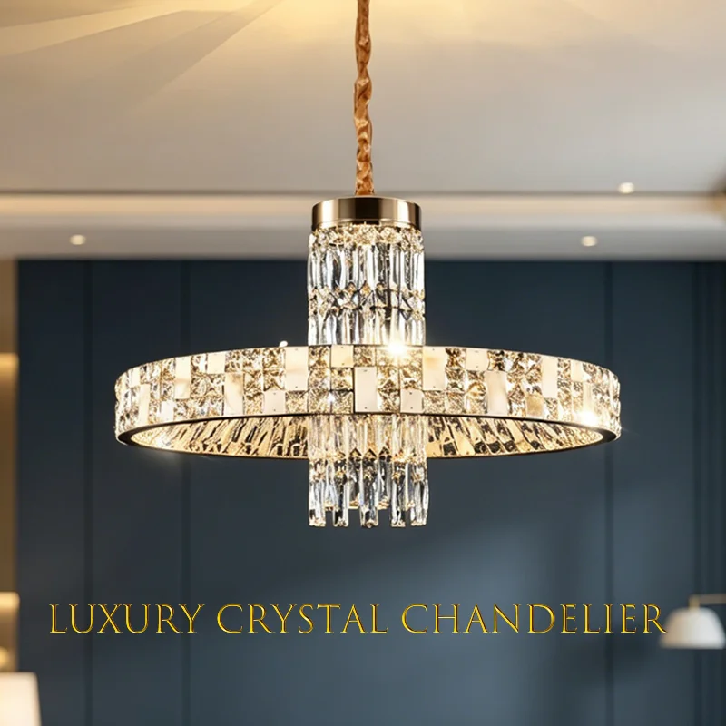 Lampadario Moderno Europeo in Cristallo, Illuminazione Decorativa per Interni, Lampada Sospesa per Scale, Lussuosi Apparecchi di Illuminazione per Villa, Soggiorno, Sala da Pranzo, Corridoio, Casa