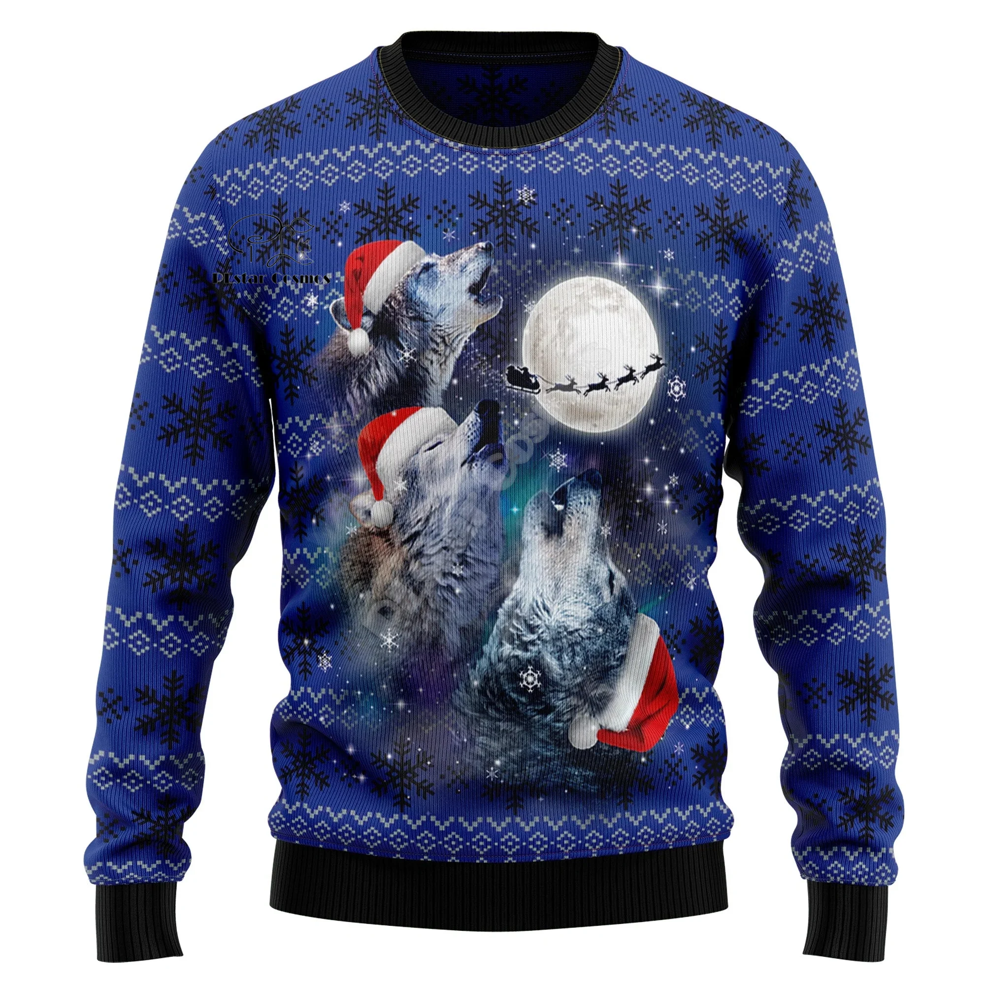 Natale brutto maglione lavorato a maglia natale babbo natale animale tatuaggio colorato retrò Unisex 3dprint divertente Harajuku Casual maniche