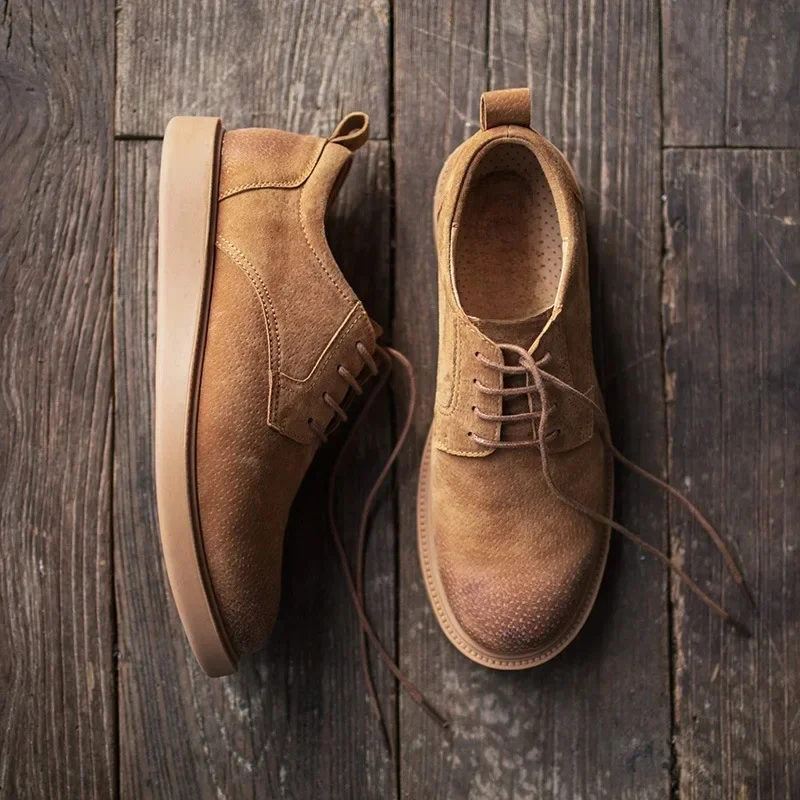 Maden Brytyjskie Brązowe Buty Casualowe Miękkie Botki Męskie Vintage Buty Robocze na Jesień i Zimę — zdjęcie 2