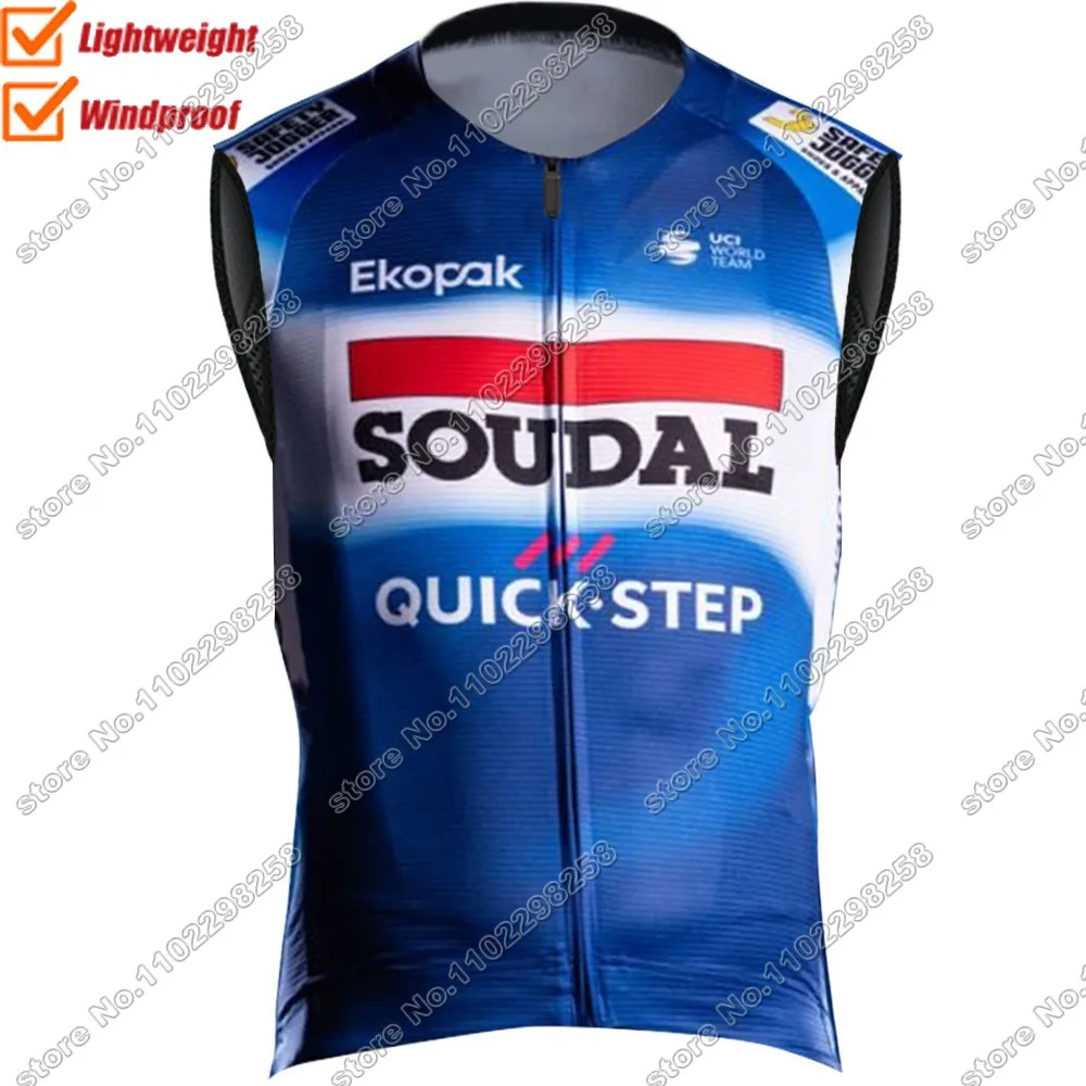 Team Soudal Quick Step 2024 Wind Vest Cycling Vest Windproof Lightweight Race Road Cycling Jersey Sleeveless MTB Ropa gilet Ropa