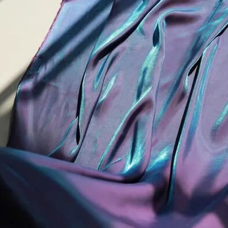 Purple Blue Iridescent Satin Fabric,Soft and Smooth Well Drap Fabric,Shirt Doll Clothes DIY Dress Fabric Material 150cm Width