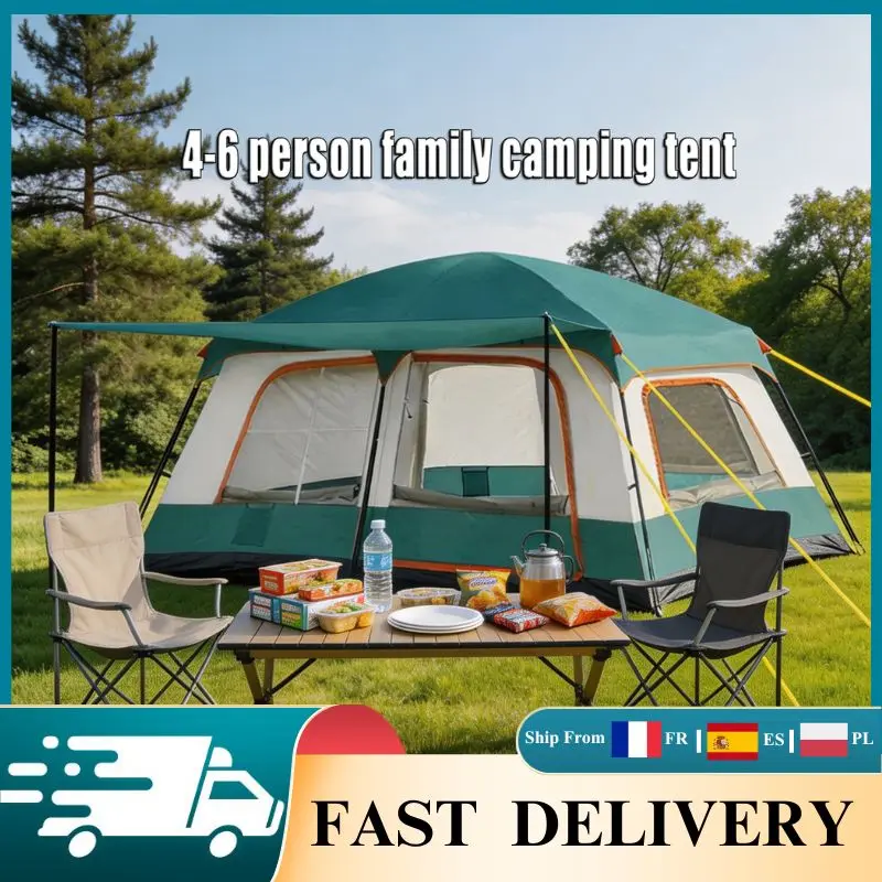 4-6PersonFamilyCampingTent180cmHeightSpacious2CompartmentOutdoorTentQuickSetupWaterproofUVProtectionforFamilyCampingGardenPartyHikingBackpack-AliExpress18