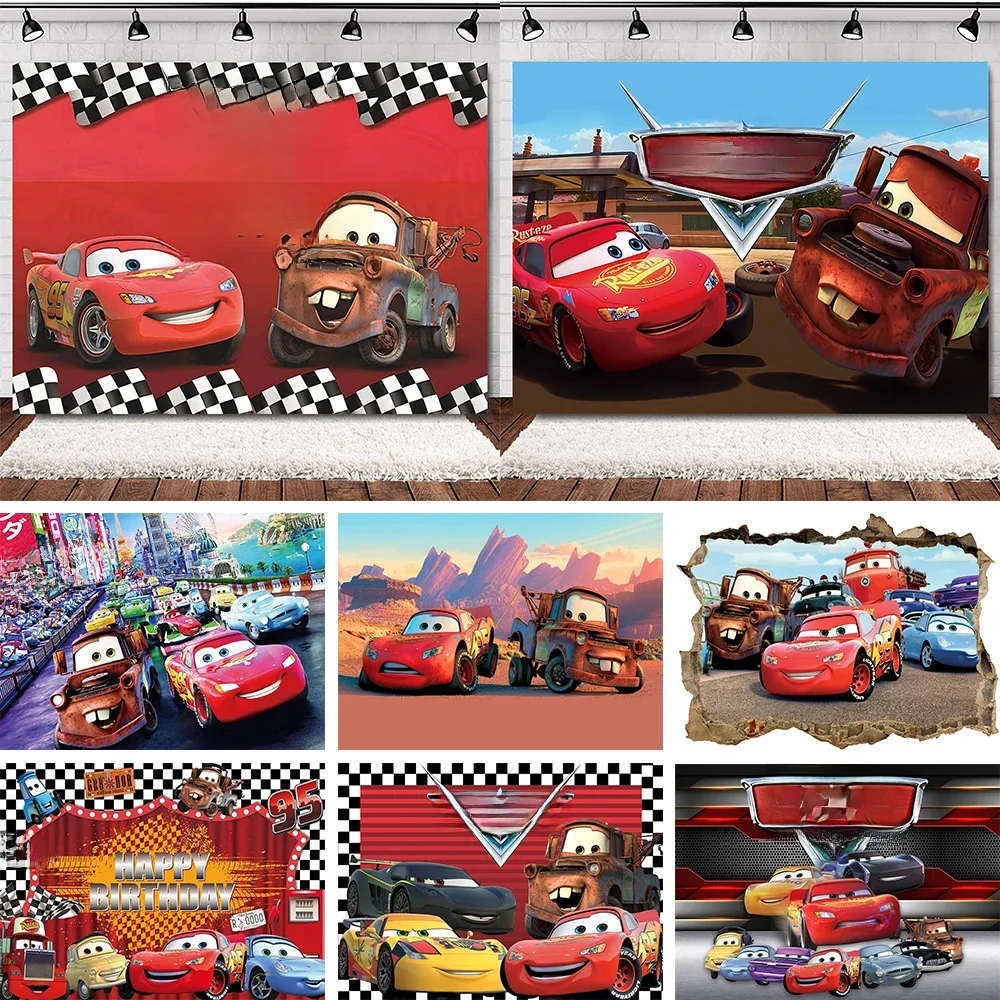 AliExpress Disney Cars Lightning Mcqueen Cycle Racing Theme Birthday Party Decoration  Photography Background Custom