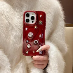 Luxury Jewelled Crystal Diamond Phone Case For iPhone 16 15Pro Max 12 13 Pro 11 Cute Silicone Protection Cover For Girl Women