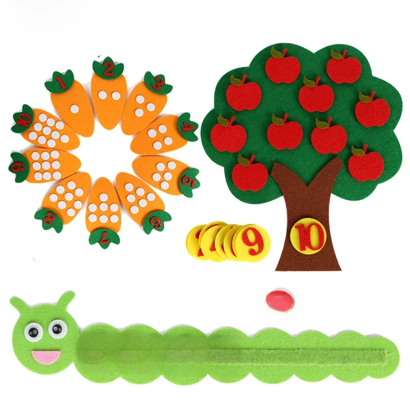 1-10 Montessori jouet éducatif enfants Puzzle à la main bricolage jouet maternelle carotte pommier Match enseignement numérique GYH