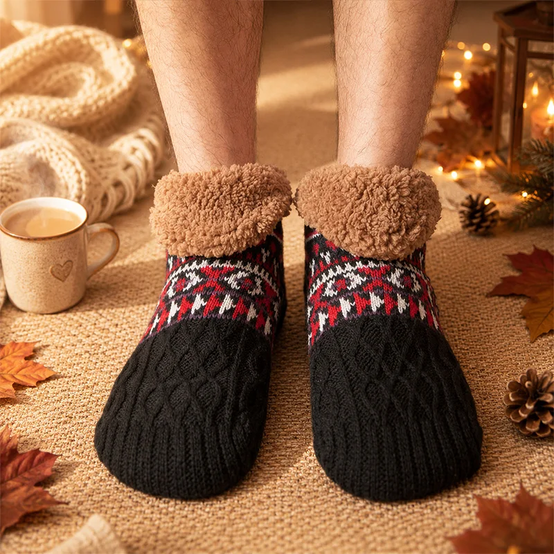 2Pairs Fall and Winter Floor Socks Home Warm Men Socks Snow Socks Sleep Carpet Socks Slippers Socks Men Non-slip Yoga Socks