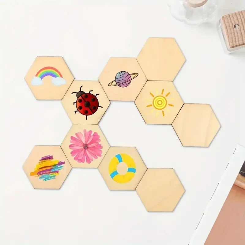 50/100Pcs Unfinished Hexagon Wood Blank Wooden for DIY Crafts Painting Staining Coaster Holiday Festival Wall Home Decoration