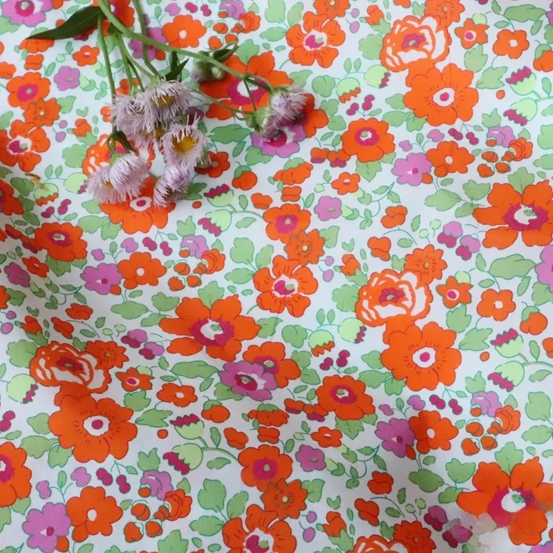 Betsy-Tissu floral 100% coton, pages similaires des années 80, impression numérique pour la couture, jupe de robe grill, créateur pour enfants, popeline Tela