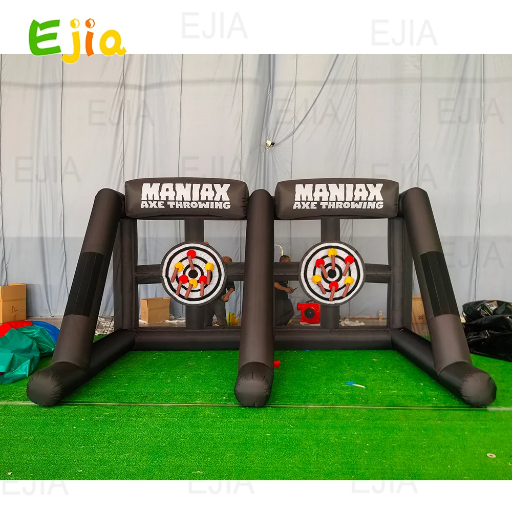 لعبة تحدي رمي الفأس القابلة للنفخ التجارية ذات المسار المزدوج تفجير الفأس رمي الاطفال تأجير الحفلات لعبة كرنفال قابلة للنفخ