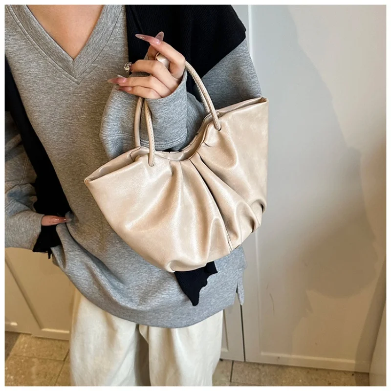 Bolso de mano plisado con anillo para mujer, bandolera de hombro, de lujo, 2024 bolsos cruzados sac longchamp bolsas de dama bolsa feminina