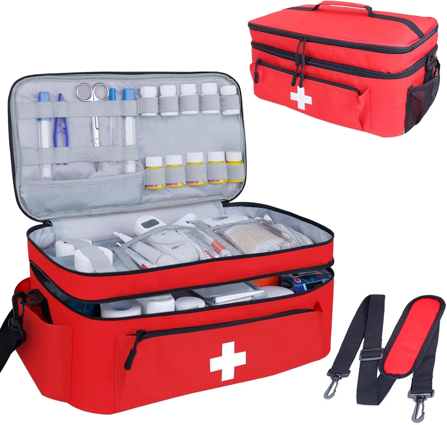 

Пустая сумка для первой помощи, медицинская сумка для хранения, легкая с ручками, органайзер для подарочных бутылок, органайзер для аварийных наборов для автомобиля