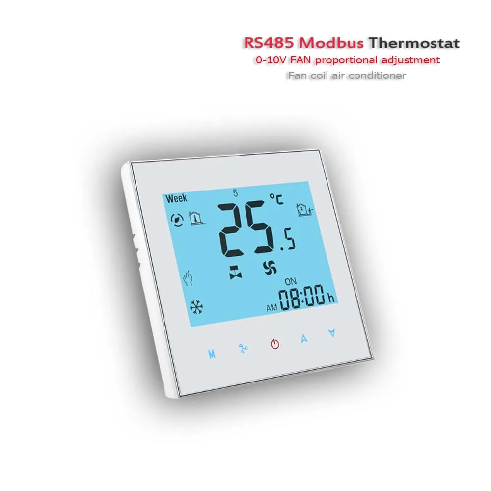 Modbus & RS485 0-10V Memodulasi Pengendali Suhu AC Kipas 2P/4P Termostat Suhu Panas Dingin 95-240VAC/24VAC