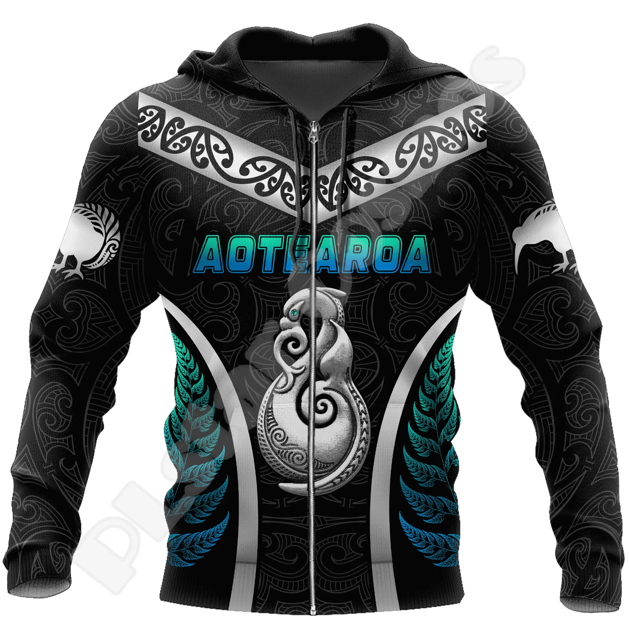 Custom Name Country Flag New Zealand Aotearoa Maori Tattoo Retro Long Sleeves 3DPrint Pullover Harajuku Casual Jacket Hoodies XY