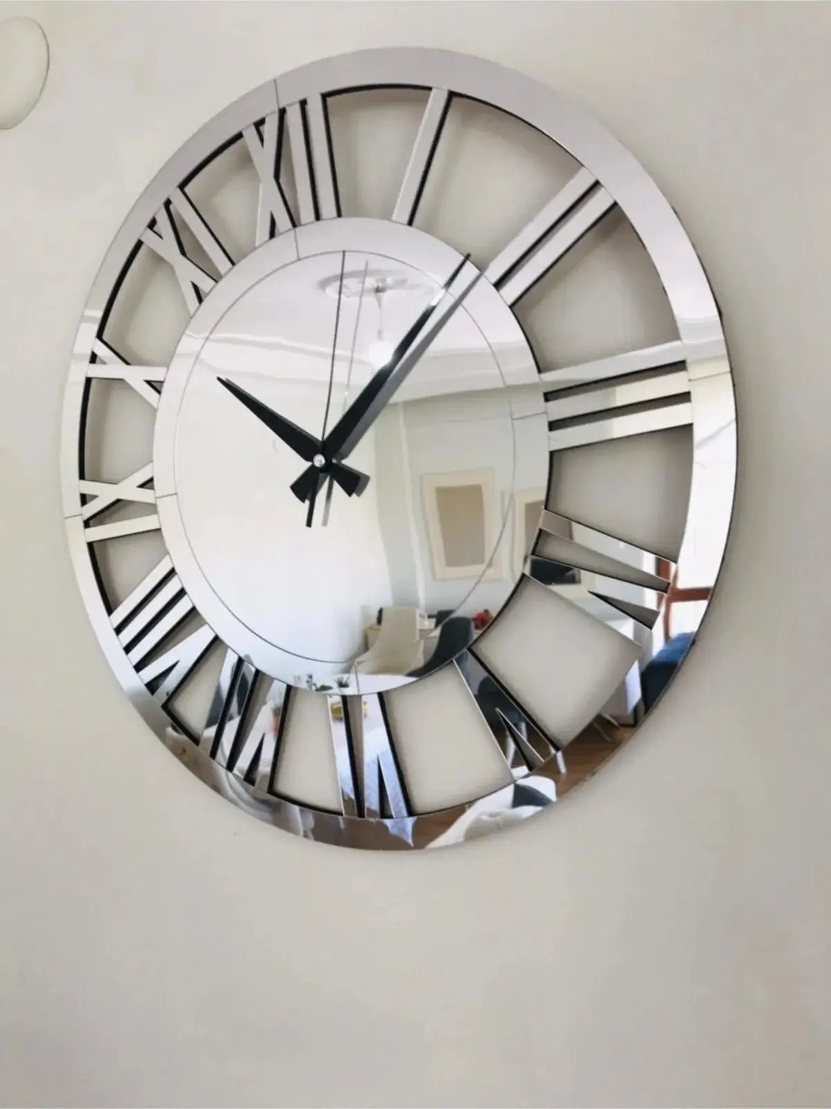 Modern Design Mirrored Plexi Wall Clock Big Size Silent Flow Home Living Room Office Decoration and Clock