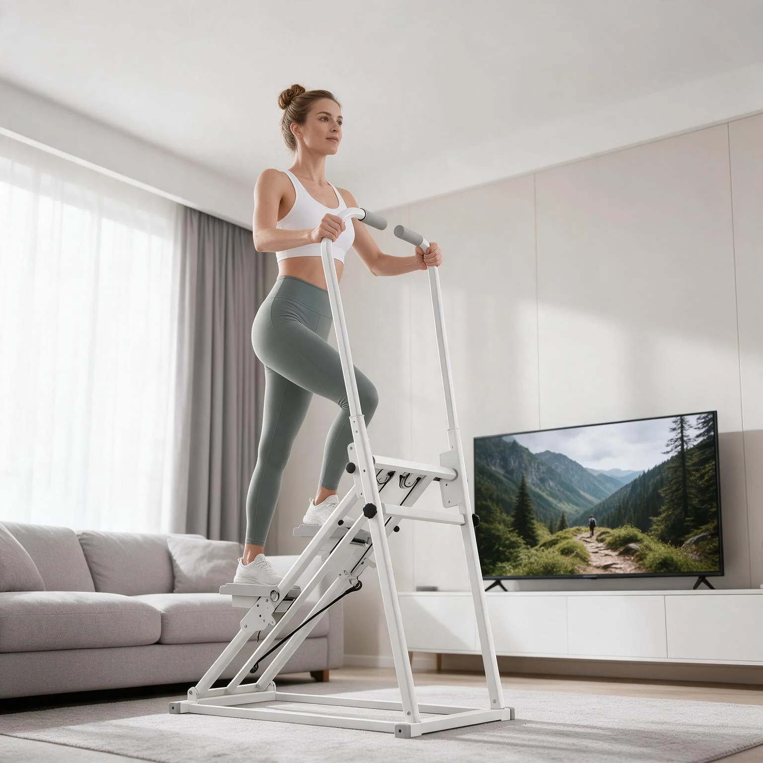 Składana maszyna do ćwiczeń na schodach, regulowana, do użytku domowego, sprzęt do treningu kardio, udźwig 150 kg, 3 regulowane pochylenia do ćwiczeń całego ciała.
