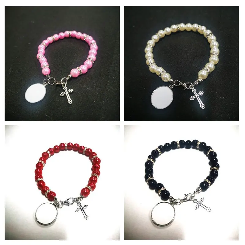 

sublimation blank bead cross bracelets hot transfer printing bracelet consumables 20pcs/lot