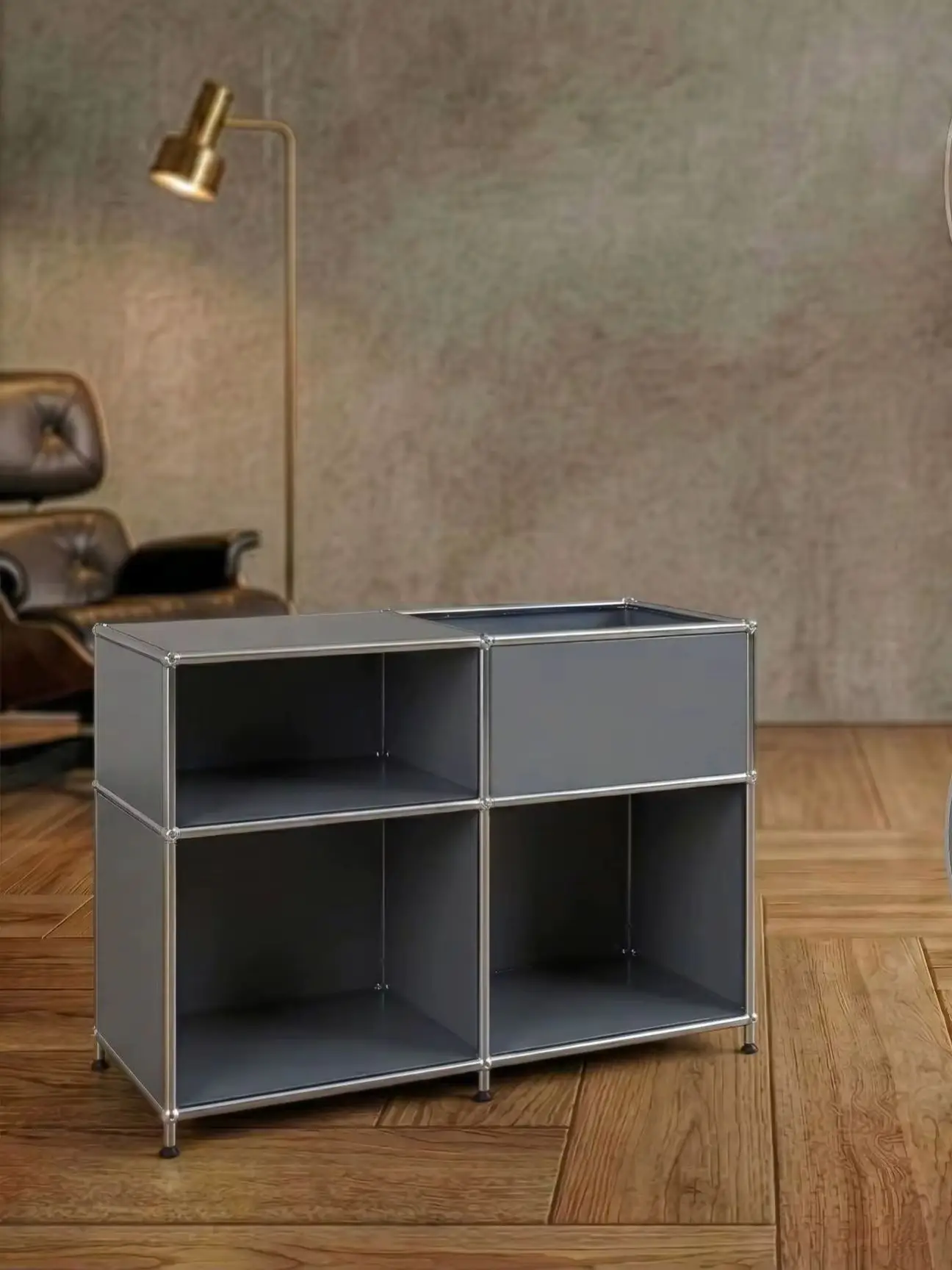 Floordirekt Metallregal Concept Epure MK 030 - Standregal Sideboard mit 3 Ablagen für Wohnzimmer Büro und Flur