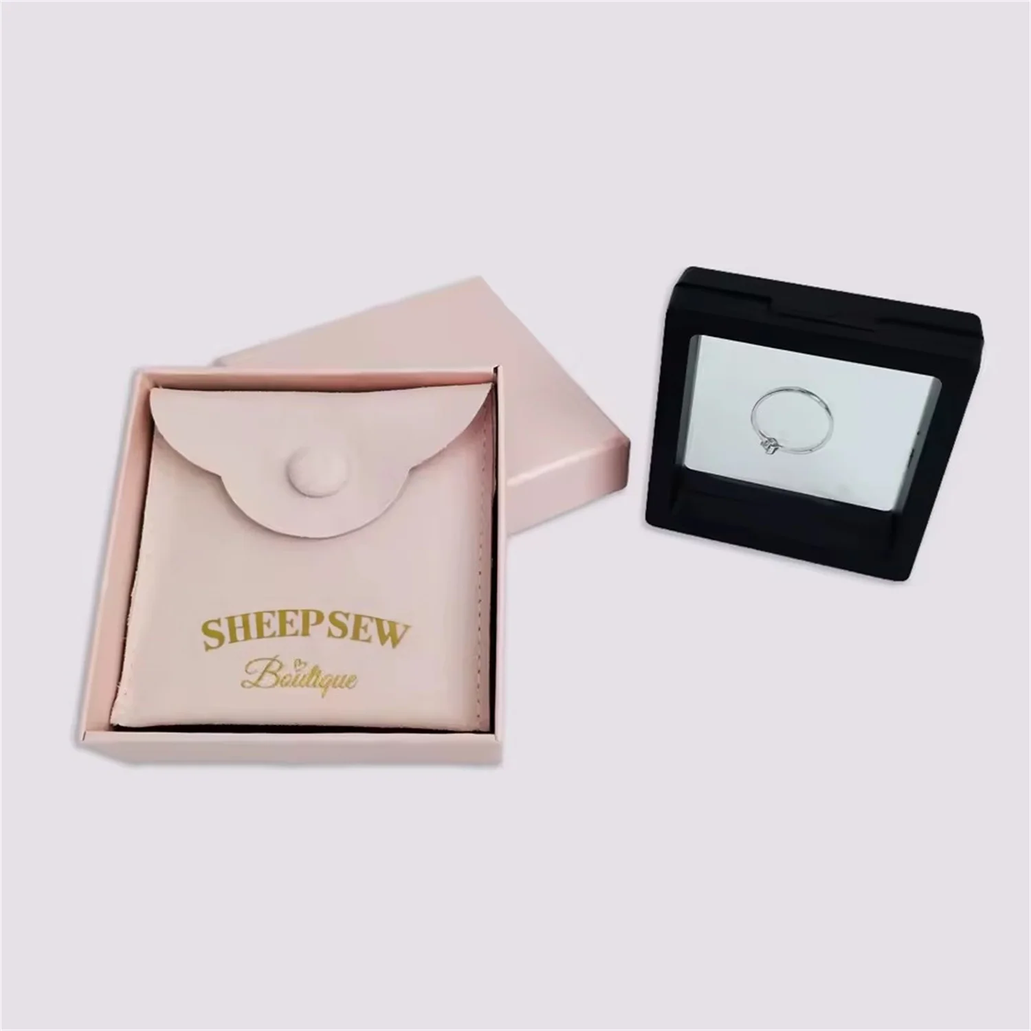 15PCS custom ultra-fine fiber jewelry bag mini flip cover button earrings leather suede small accessory container, with envelope